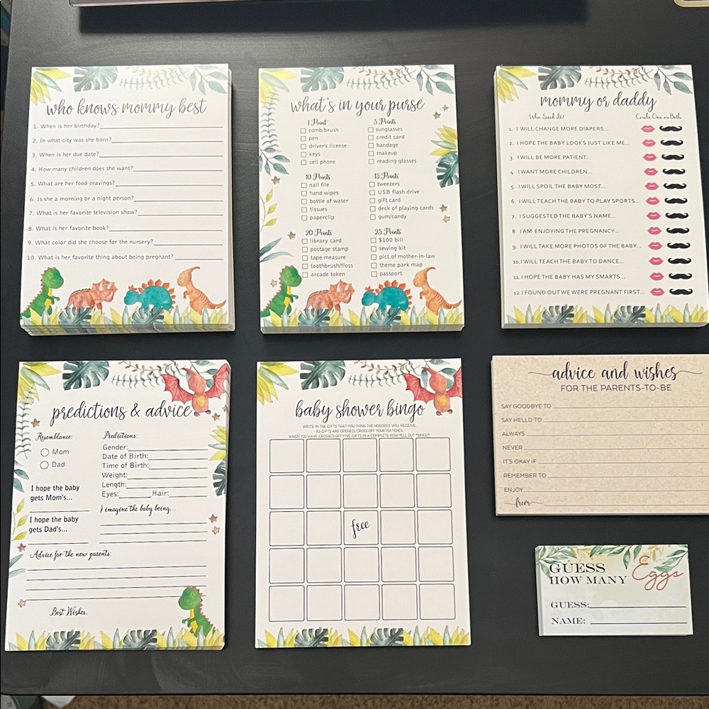 Dinosaur Baby Shower Games and Extras